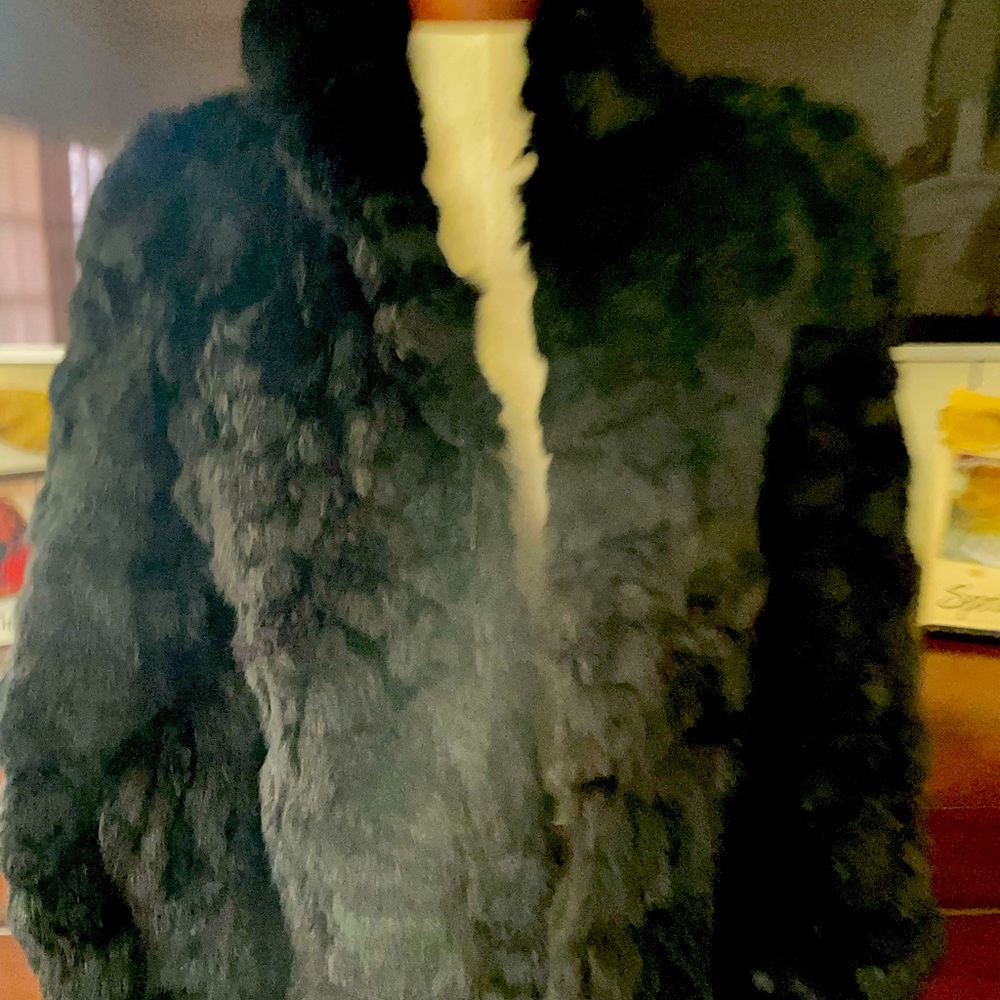 Vintage Black Rabbit Fur Coat